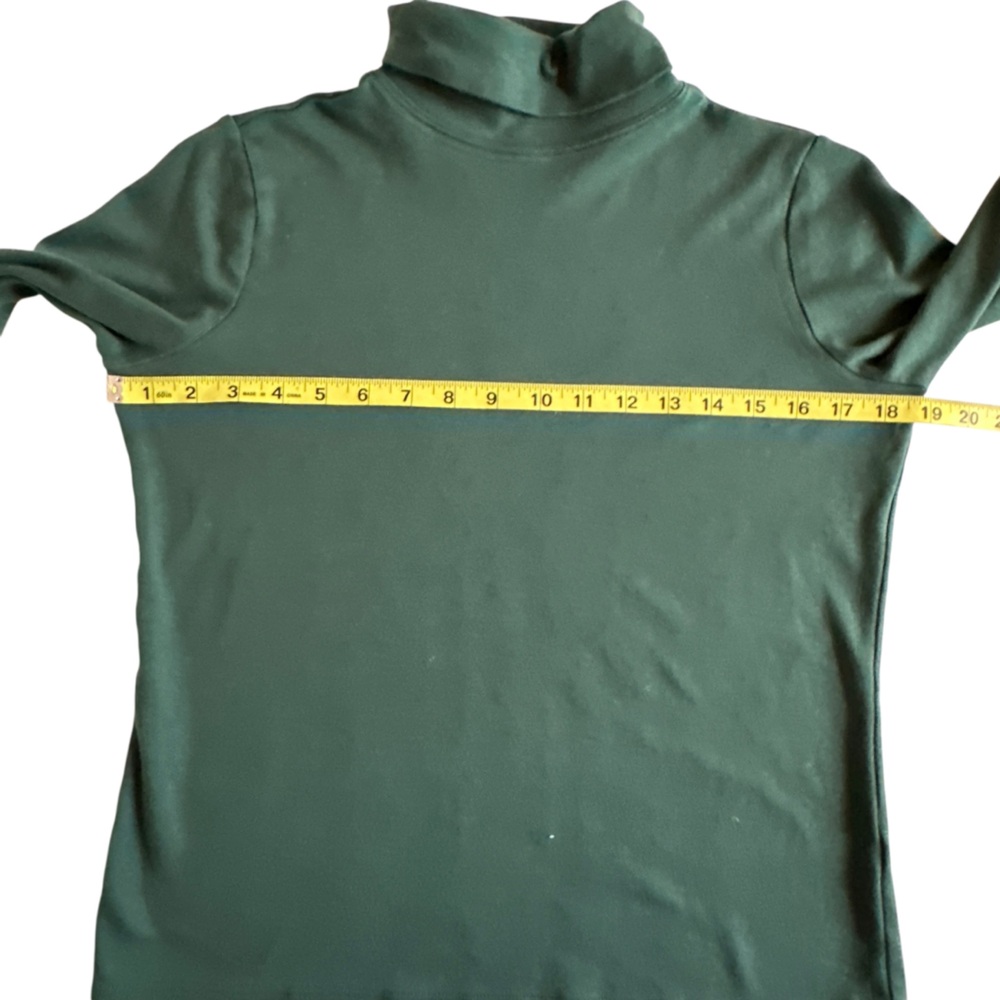L.L. Bean Dark Green Supima Cotton Women’s Dark Green Turtleneck Top - Picture 3 of 13